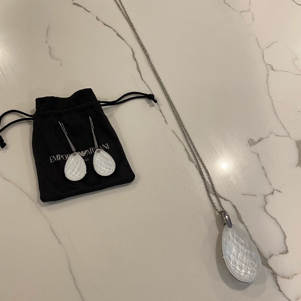 Emporio Armani tear drop earrings and necklace